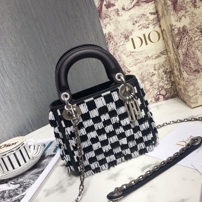 디올 Lady Dior 데비 체크 비딩 레이디 백 미니