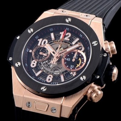 휴블럿(HUBLOT)빅뱅 유니코 크로노그래프 로즈골드 블랙세라믹